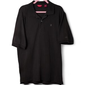 Izod Men's Dark Brown Polo With Iconic Logos, Size Large